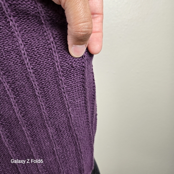 Ashley Hill Purple Cable Knit Sweater Vest Size L Ramie Cotton Vintage 80s - Picture 6 of 7